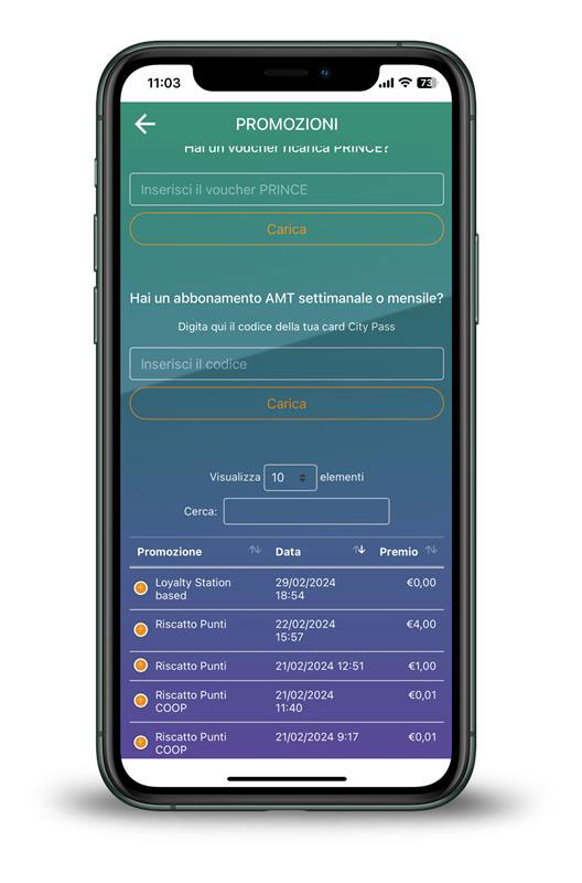 App Elettra - inserimento codice CityPass AMT